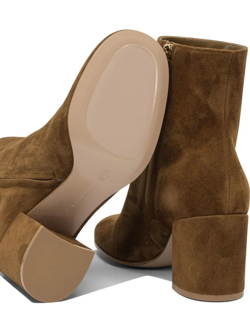 Thumbnail - Gianvito Rossi Stiefel - Mid-Height Suede Ankle Boots - Gr. 38,5 (EU) - in Braun - für Damen