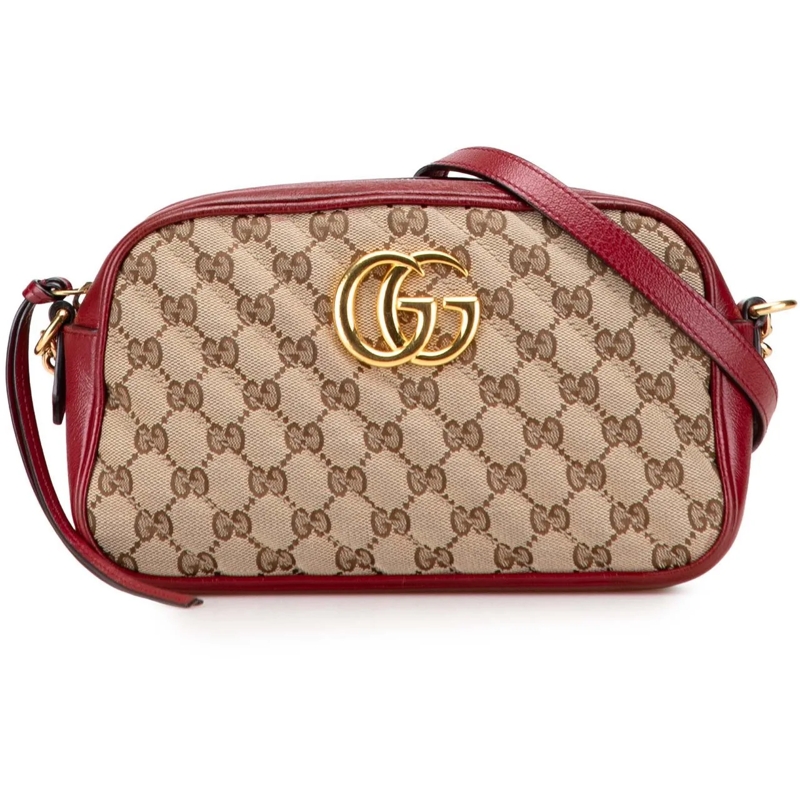 Gucci Schultertasche Small GG Marmont Matelasse GG Canvas and Leather C braun