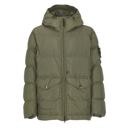 Stone Island Logoed Down Jacket Green Daunenjacken