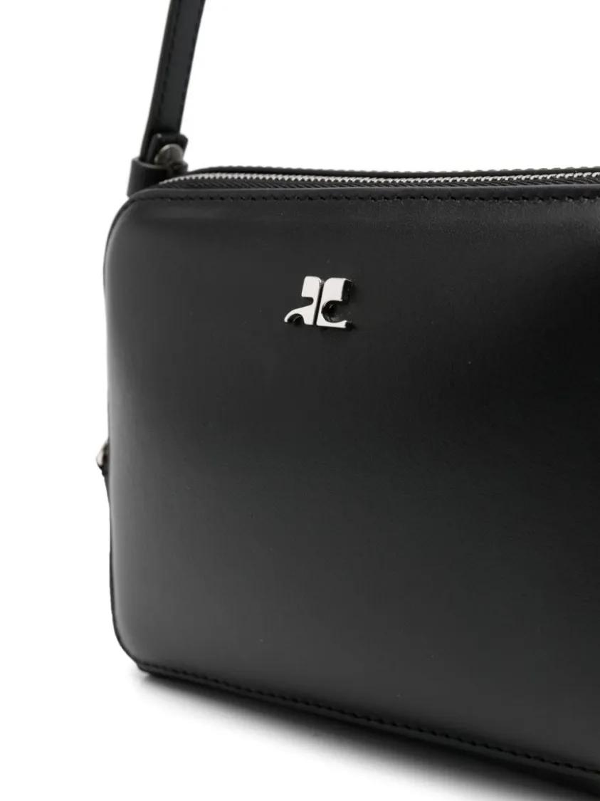 Thumbnail - Courrèges Hobo Bags - Herringbone Chain-Link Shoulder Bag In Black Calf - Gr. unisize - in Schwarz - für Damen