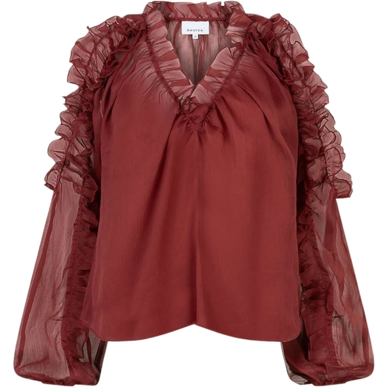 DANTE6 T-Shirt Dante 6 Harmony Boho Chiffon Top Tops Bordeaux 261 rot