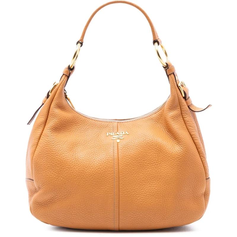 Prada Schultertasche Vitello Daino Hobo Bag braun