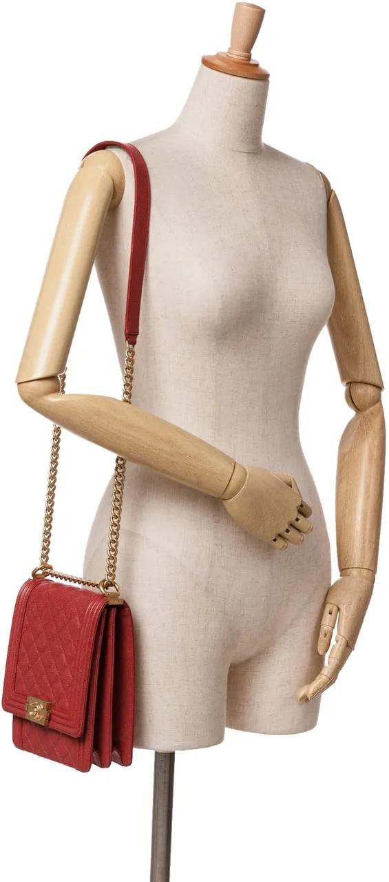 Thumbnail - Chanel Hobo Bags - 2019 Quilted Caviar North South Boy Flap - Gr. unisize - in Rot - für Damen