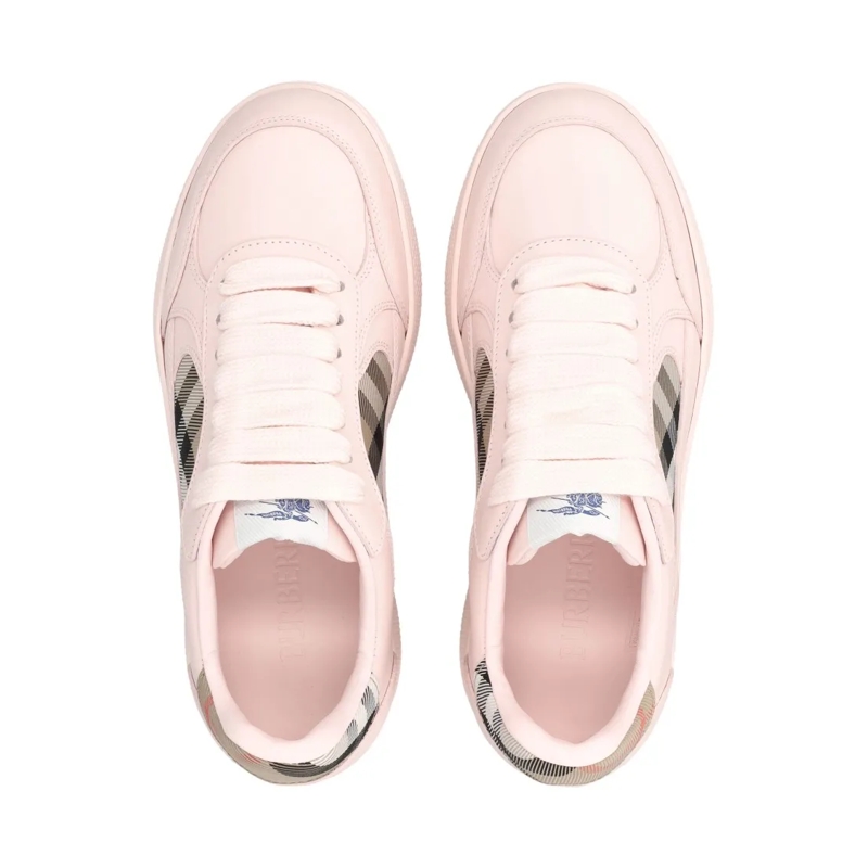 Burberry Lage-top sneaker London Leather And Check Terrace Sneakers Pink