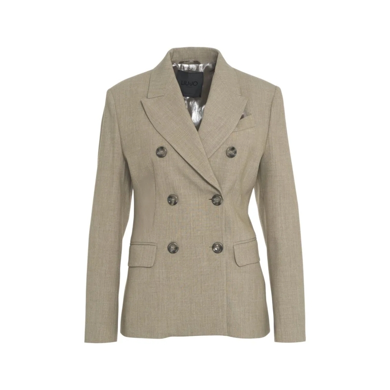 LIU JO Blazer Tailored Double-Breasted Blazer With Notch Lapel Grey