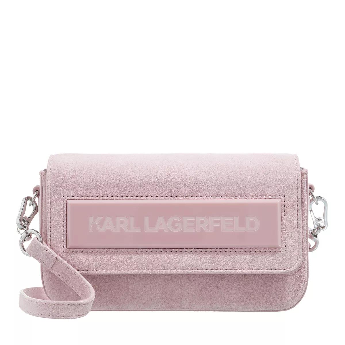 Karl Lagerfeld Essential K Sm Flap Shb Sued Pink Mist Crossbody Bag