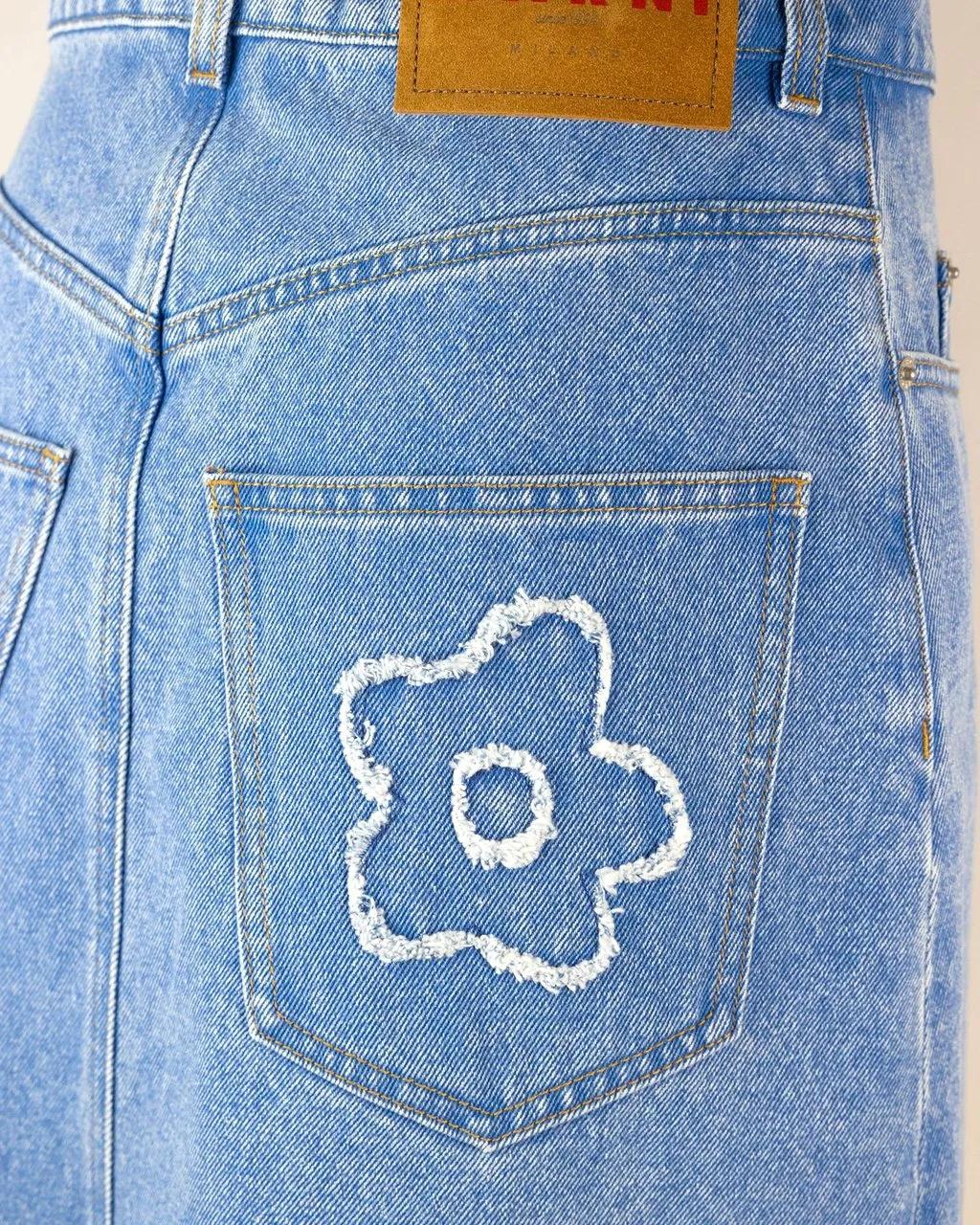 スカート Marni Denim Mini Skirt With Floral Patch Detail Marni Denim Mini Skirt With Floral Patch Detail | THE LIST