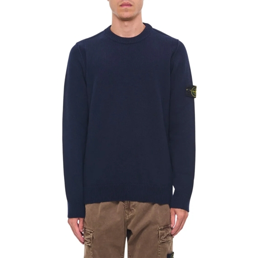 Stone Island Pull Wool Crew Neck Sweater Blue