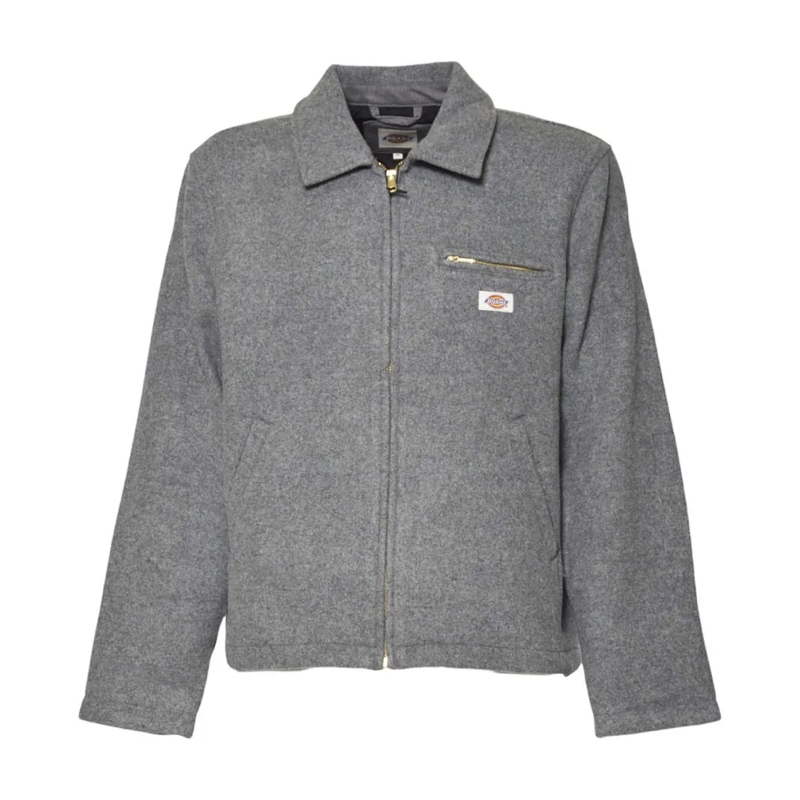 DICKIES  Light Grey Jacket With Classic Collar And Zippered Grey