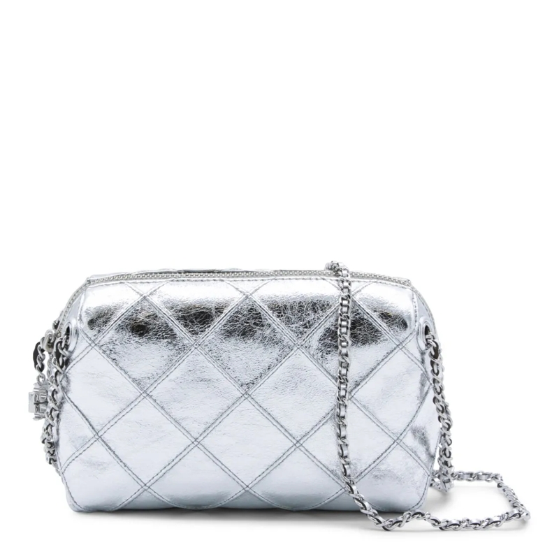 Tory Burch Schultertasche Silver Leather Crossbody Bag Silver
