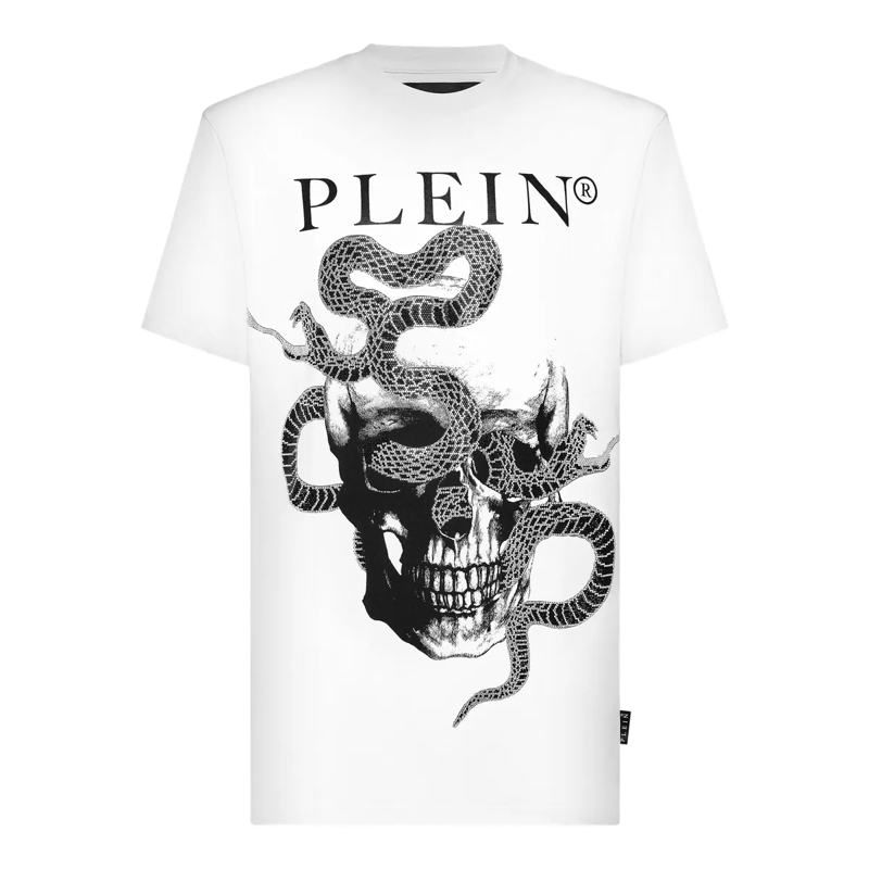 Philipp Plein T-Shirt T-Shirt Snake Mit Schmucksteinen weiss
