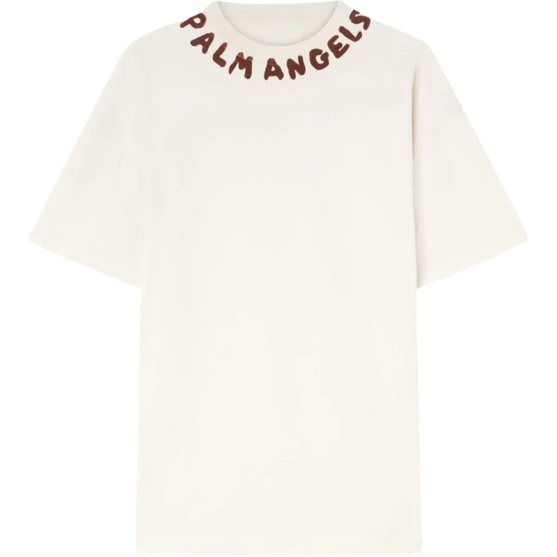Palm Angels T-Shirt Heren Seasonal Logo T-Shirt Cream beige