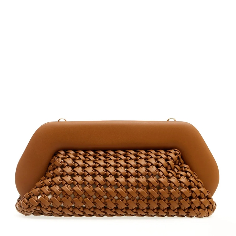 Themoirè Clutch Large Braided Leather Clutch Brown