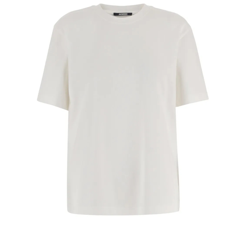 Jacquemus T-shirt Round Neck Cotton T-Shirt With Contrasting Logo Em White