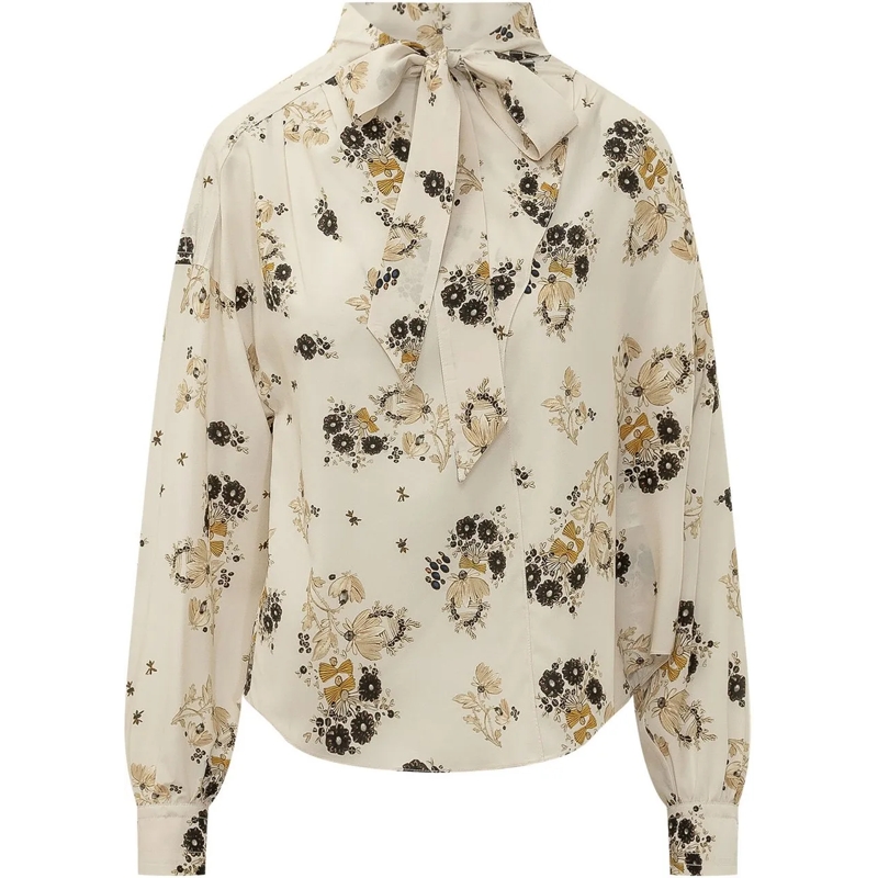 Isabel Marant Bluse Fedry Camicia con Fiocco weiß