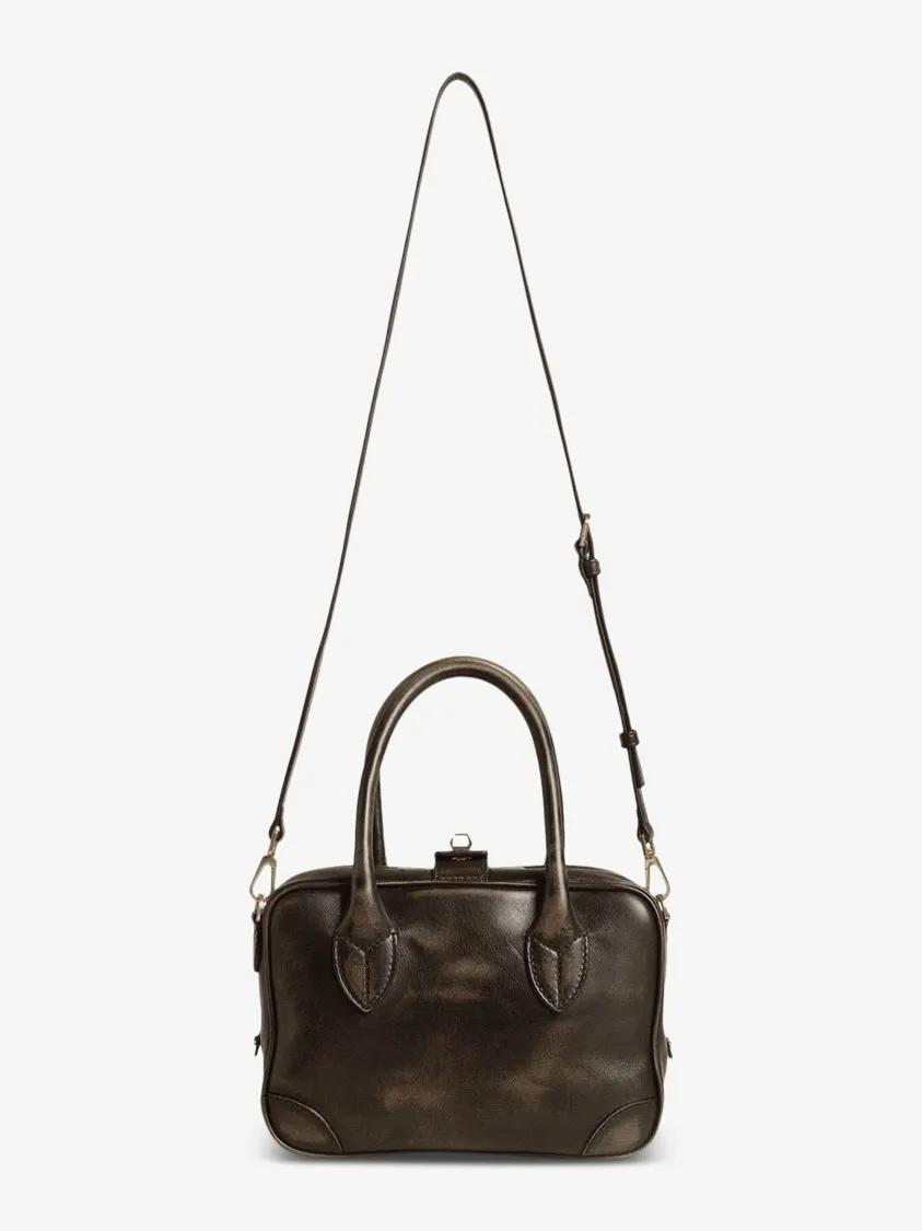 Golden Goose Hobo bags Structured Distressed Bull Leather Handbag in zwart