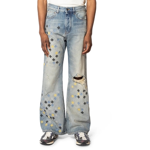 Amiri  MA QUAD EMBROIDERED FLARE ANTIQUE INDIGO lila