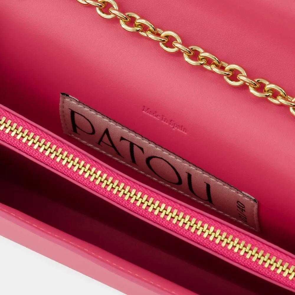 Patou Shoppers Wallet On Chain Leather Pink in roze