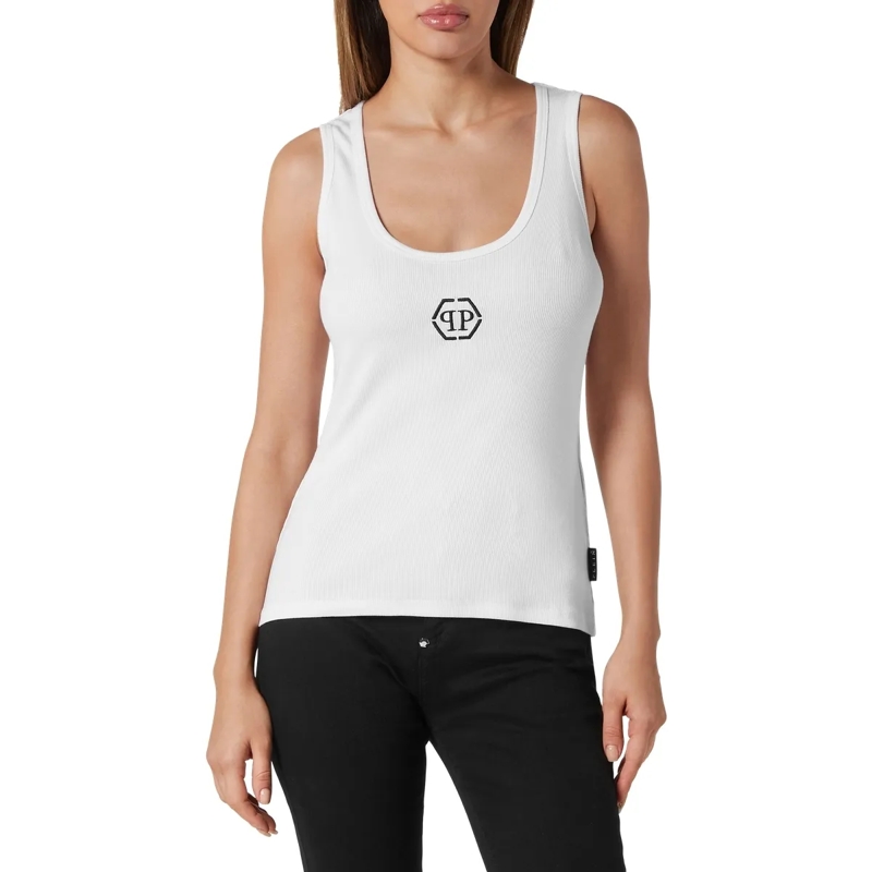 Philipp Plein Top Tanktop Hexagon weiss(Image 3)