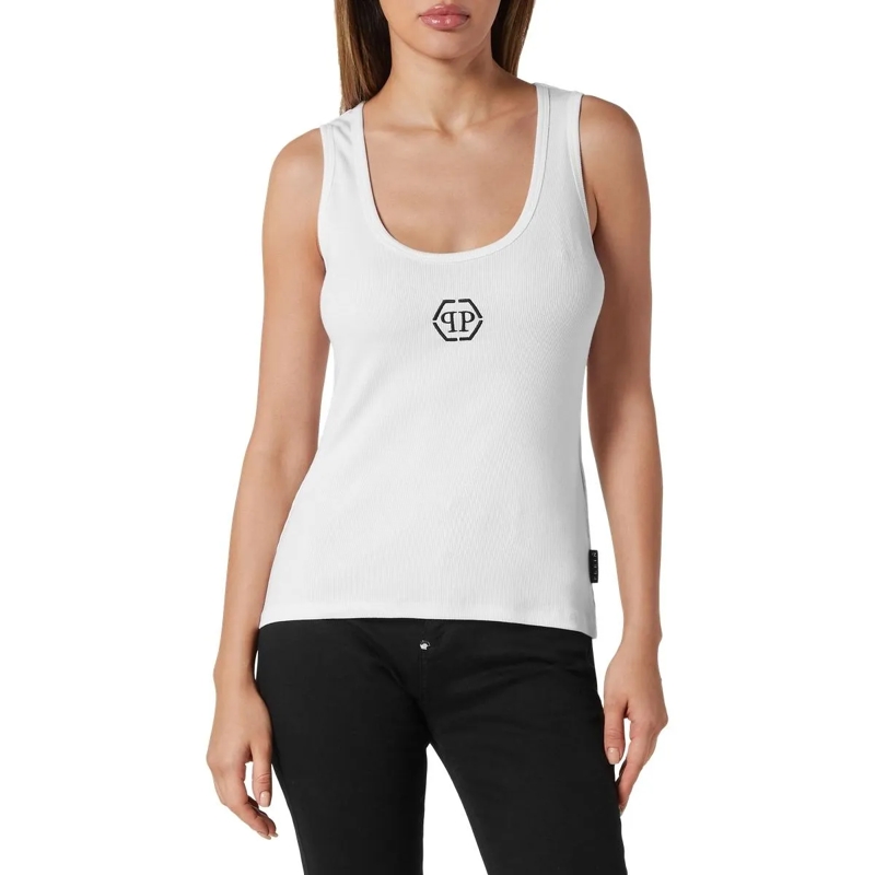 Philipp Plein Top Tanktop Hexagon weiss(Image 5)