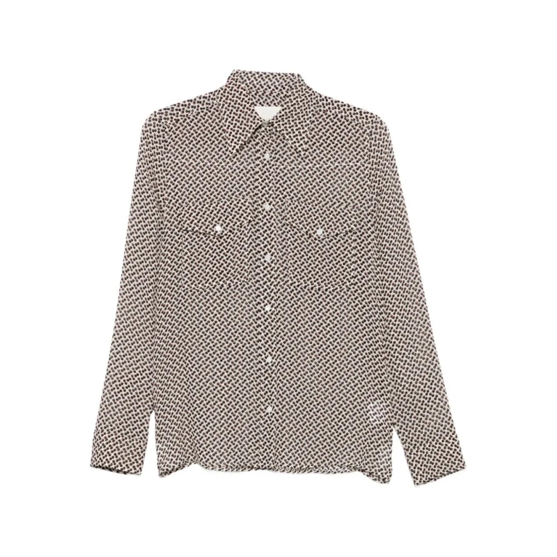 Xacus Hemd Multicolour Geometric Pattern Long Sleeve Shirt Grey