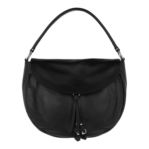 Abro Lotus Leather Shoulder Bag Tassel Black/Nickel Satchel