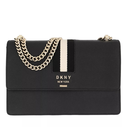 DKNY Liza Flap Shoulder Bag Medium Black Gold Crossbody Bag