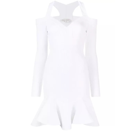 Alexander McQueen Mini V-Neck White Dress White 