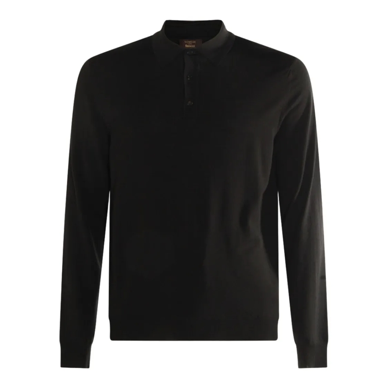 Zanone Trui Long-Sleeved Polo Collar Sweater With Ribbed Cuffs Black