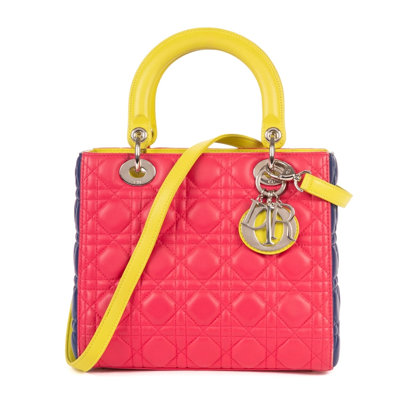 Christian Dior Crossbody Bag Lady Dior Tricolor Medium fuschsia