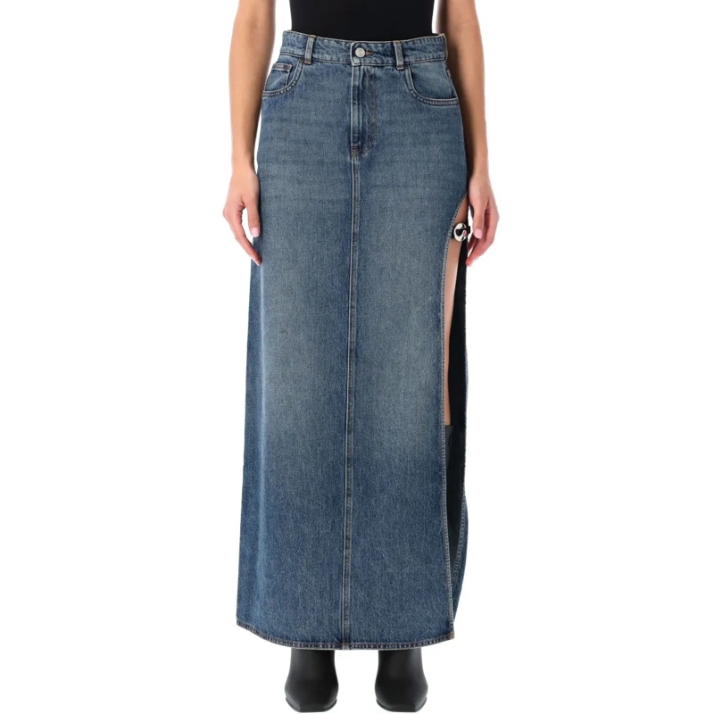 Coperni Jeansrock Garter Belt Denim Skirt Blue