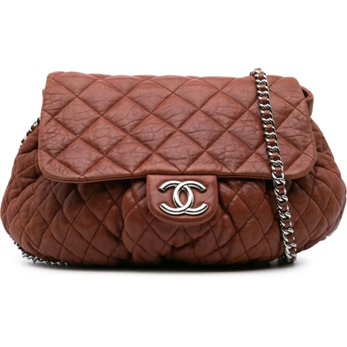 Chanel Schultertasche 2010-2011 Large Quilted Lambskin Chain Around Flap braun