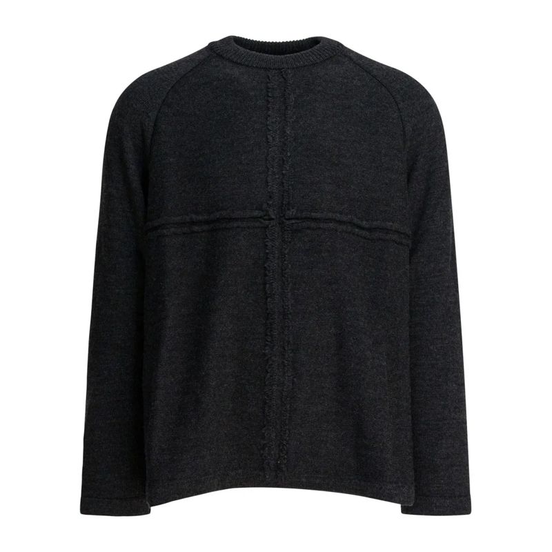 Comme des Garcons Pull Wool Crewneck Sweater With Cross-Shaped Seams And  Black