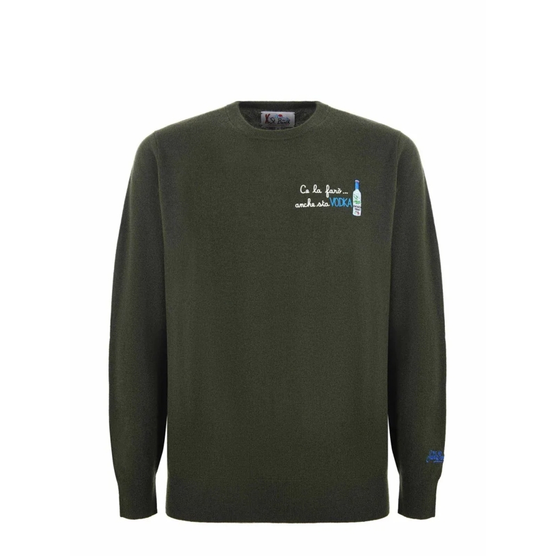Mc2 Saint Barth  Lightweight Green Sweatshirt With Embroidered Deta Green