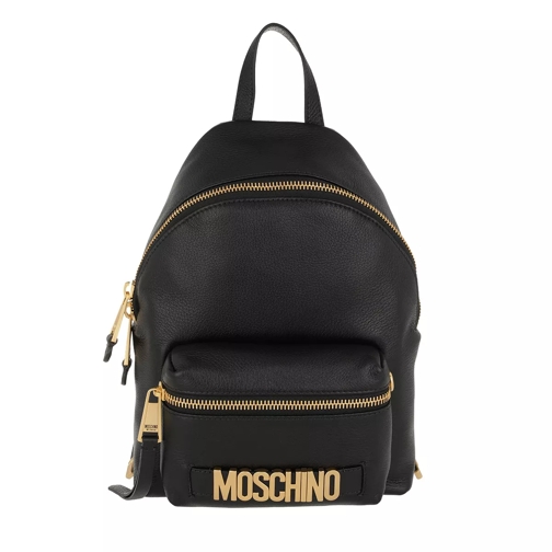 Moschino Logo Zip Backpack Black Zaino