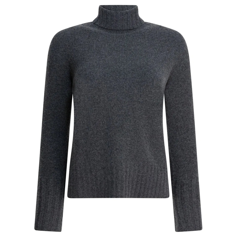 Drumohr Pull à col roulé Slightly Cropped Cashmere Knit Sweater With Turtle Grey