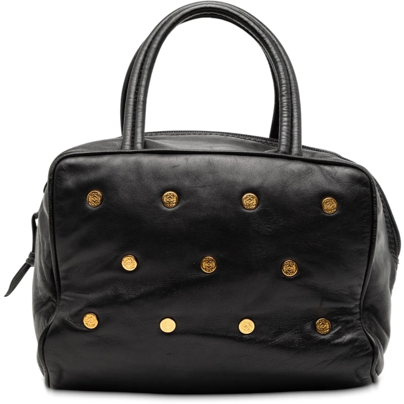 Loewe Tote Leather Anagram Studs Handbag schwarz