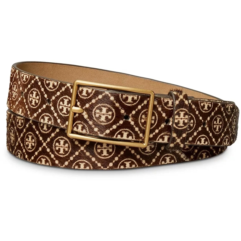 Tory Burch Ceinture T Monogram Haircalf Belt braun