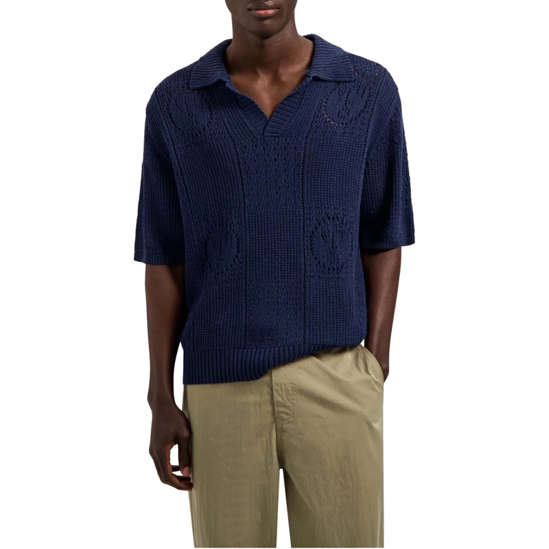 ØLÅF Poloshirt Olaf Face Logo Knit Polo Polos Donkerblauw M240702 blau(Image 3)