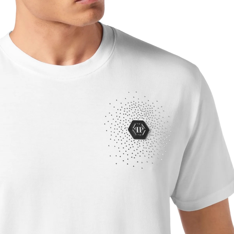 Philipp Plein T-Shirt T-Shirt Rundhalsausschnitt Mit Schmucksteinen weiss(Image 5)