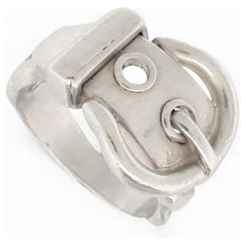 Hermès Ring VINTAGE HERMES GÃœRTELSCHNALLE RING T51 AUS SILBER silber