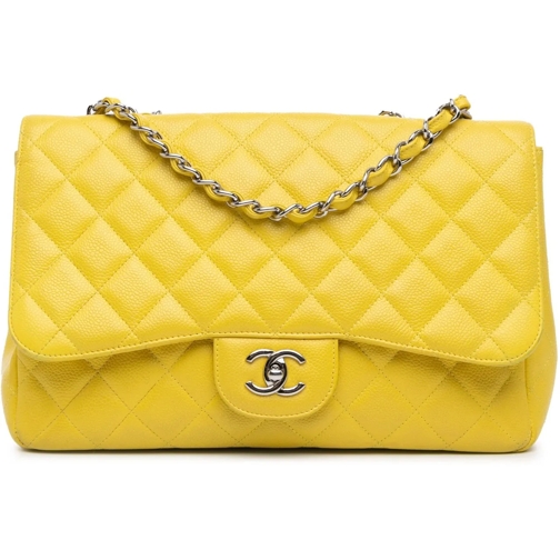 Chanel Sac à bandoulière 2009-2010 Jumbo Classic Caviar Single Flap gelb