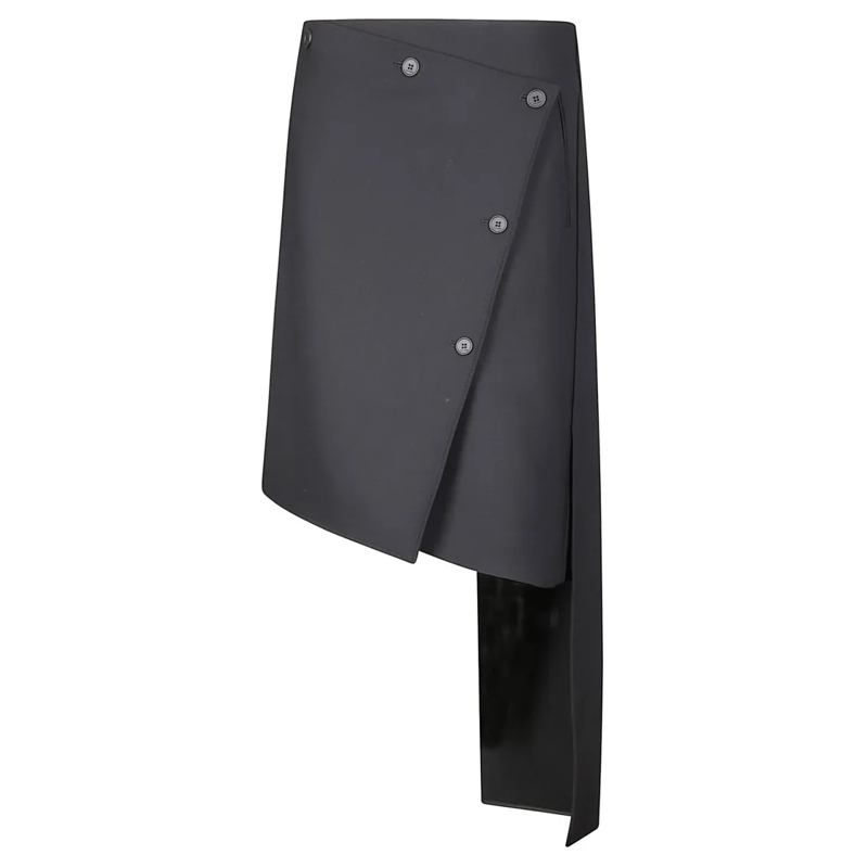 Courrèges Midirok Oblique Polywool Skirt Grey