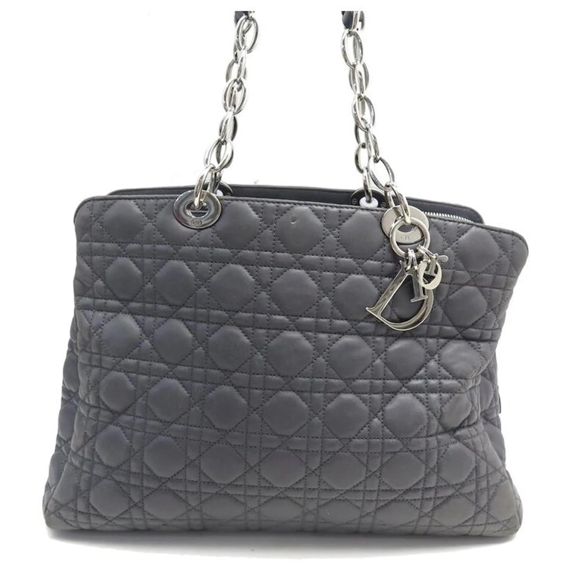 Christian Dior Schultertasche HANDTASCHE CHRISTIAN DIOR LADY SOFT AUS CANNAGE-LE grau