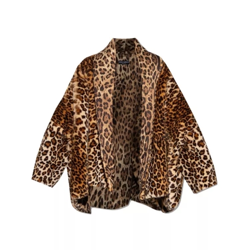 Dolce&Gabbana Leopard Faux Fur Jacket Brown 