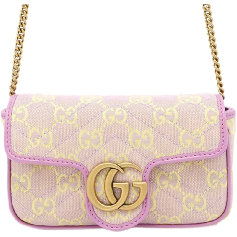 Gucci Schultertasche Super Mini GG Marmont Matelasse GG Canvas Flap Cro lila