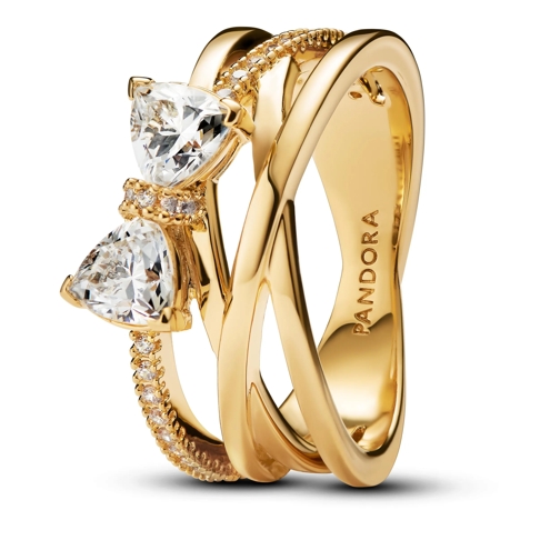 Pandora Ring Funkelnde Schleife & Überkreuztes Band Ring 14k Gold-plated