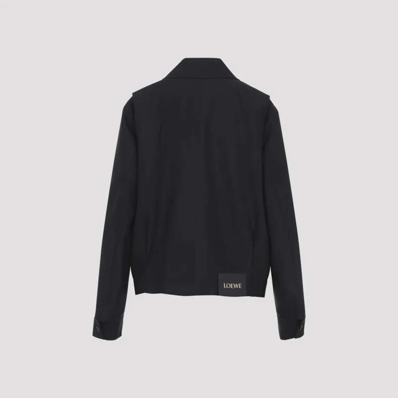 Loewe Overgangsjas Wool And Silk Blend Jacket Black