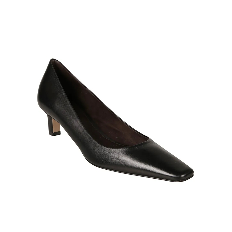 The Row Pumps Pointed-Toe Black Pump With Low Slender Heel Black