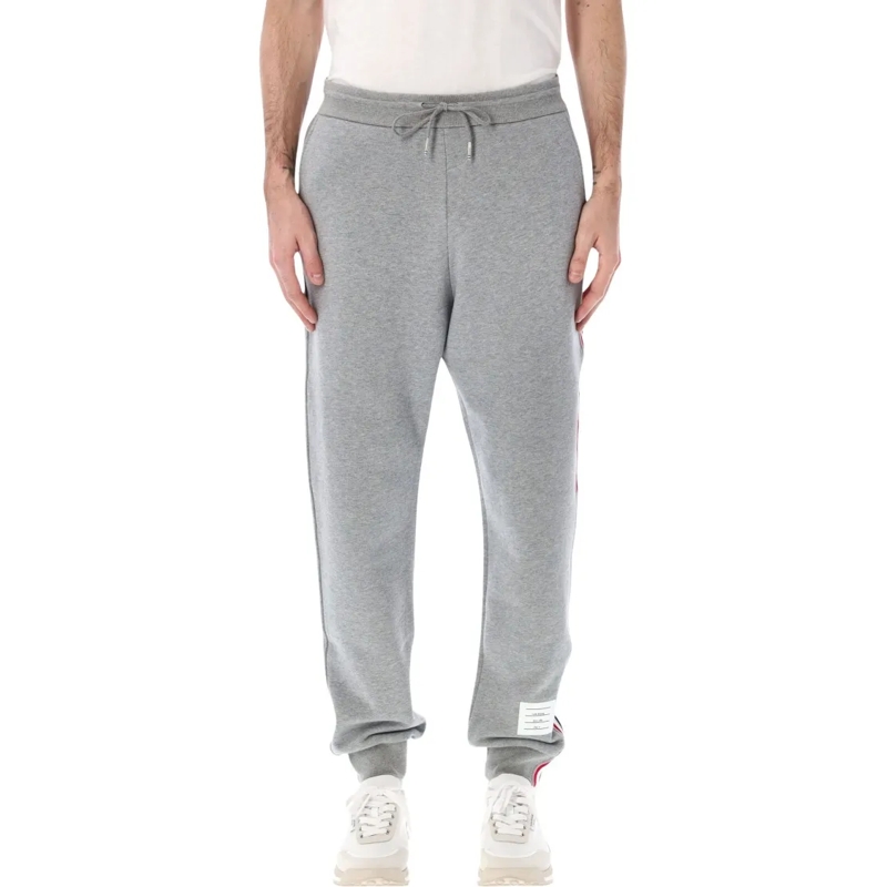 Thom Browne joggingbroek Grosgrain-Trimmed Tapered Sweatpants Grey